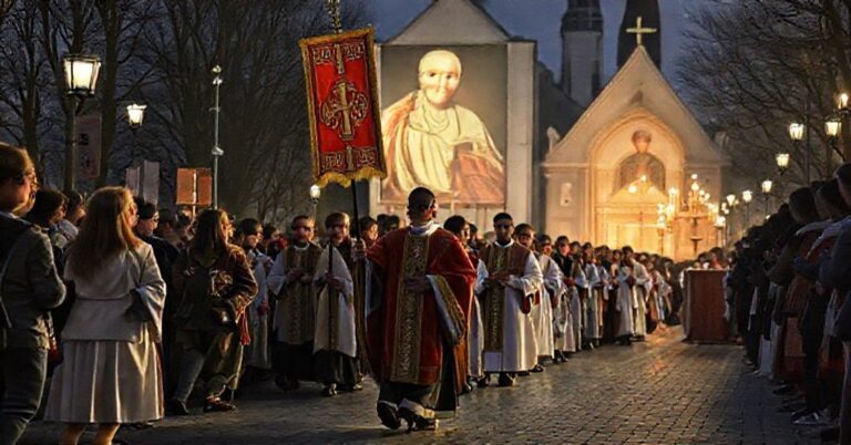 Pielgrzymka młodych ludzi do nowomodernistycznego sanktuarium na Polach Lednickich z udziałem fałszywych duchownych i kultu heretyckiego papieża