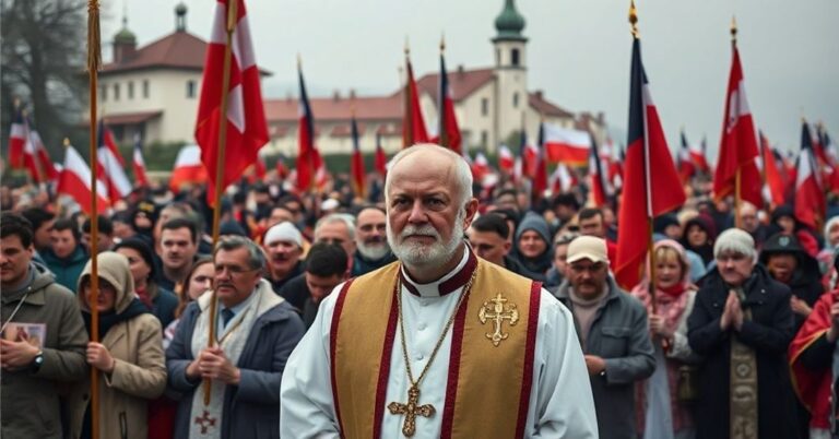 Pielgrzymka ludzi pracy na Jasną Górę z flagami Solidarności - krytyka ideologicznej dewiacej wierze katolickiej