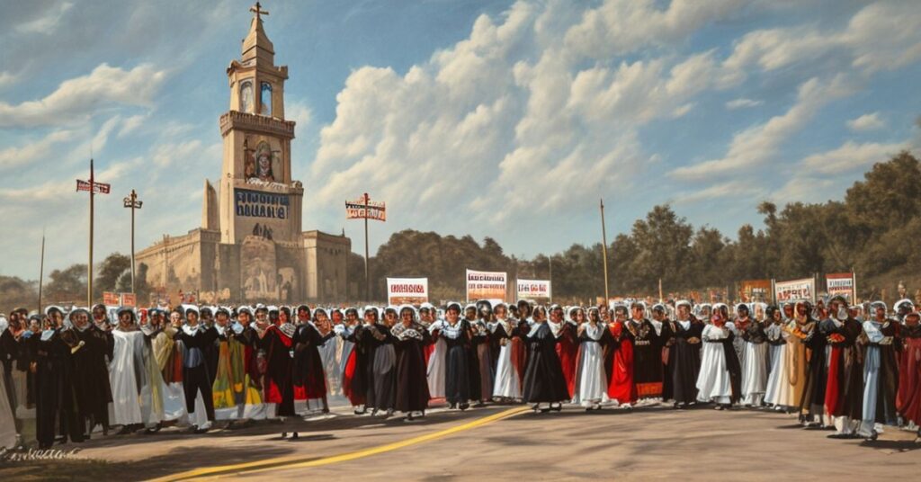 Pielgrzymka młodzieży katolickiej do sanktuarium Chrystusa Króla na wzgórzu Cubilete w Meksyku