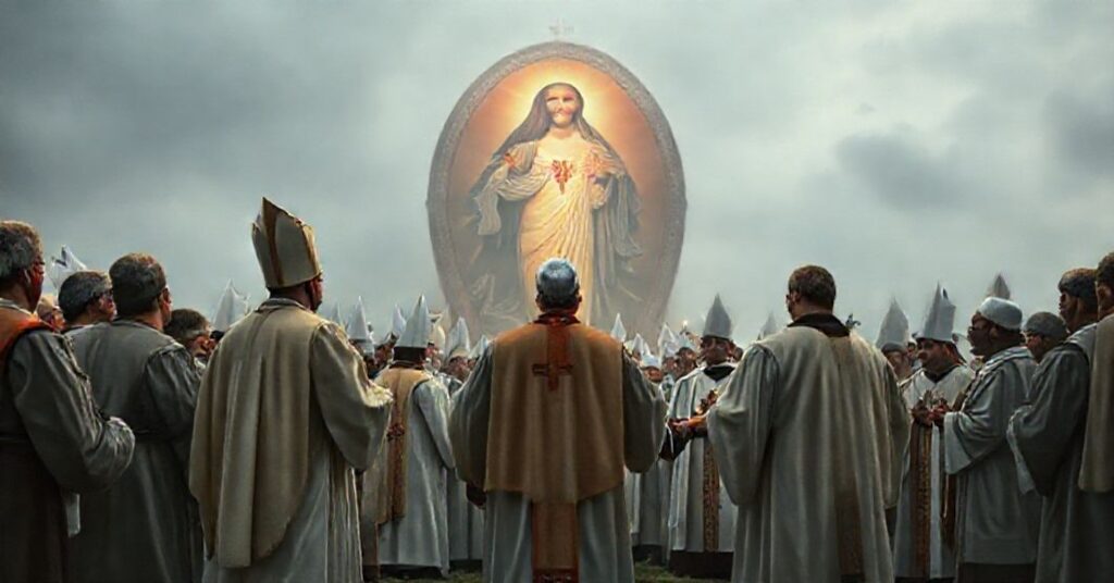 Obraz przedstawiający pielgrzymkę i rekolekcje dla księży z Unii Apostolskiej Kapłanów podczas wydarzenia na Jasnej Górze