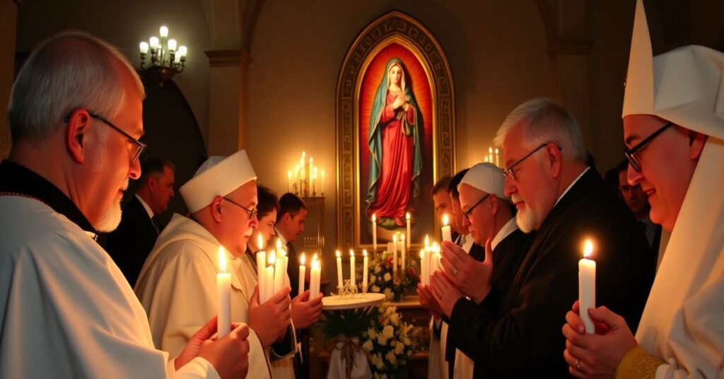 Pielgrzymka katolicka na Jasnej Górze z udziałem obrońców życia i duchownych.