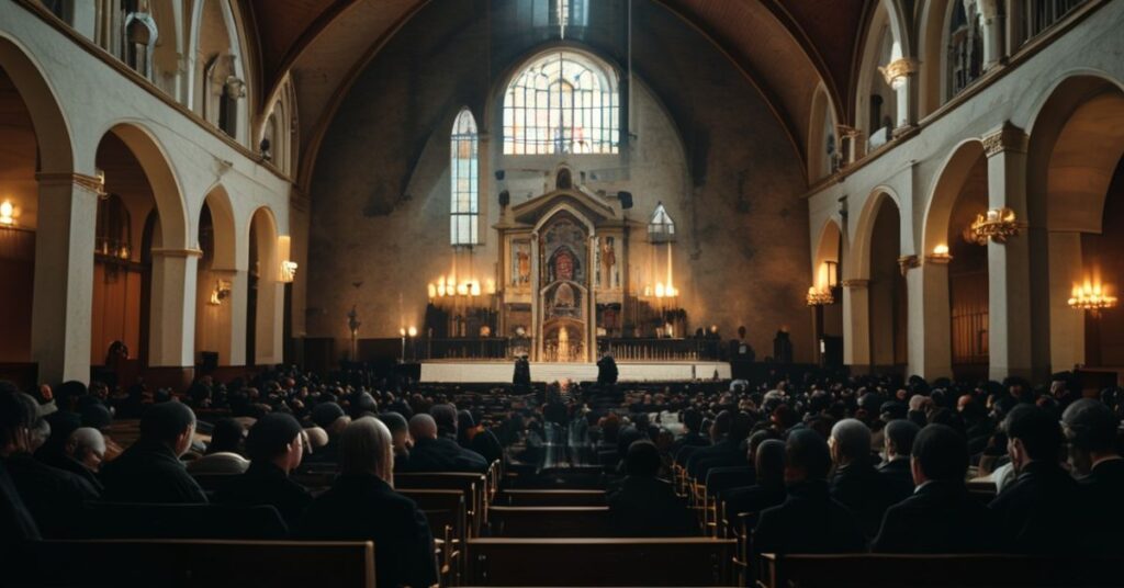 Pusty kościół podczas fałszywego "katolickiego" pogrzebu "biskupa" Juliana Wojtkowskiego