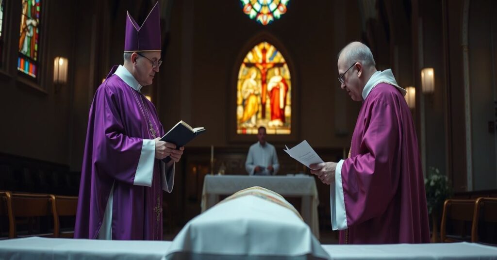 Pogrzeb bez tradycyjnych sakramentów katolickich, z modernistycznym biskupem Arkadiuszem Okrojem i homilią o. Dariusza Paszyńskiego