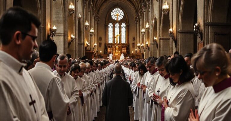 Pogrzeb 95 dzieci zmarłych przed urodzeniem w Przemyślu - tradycyjny katolicki pogrzeb z białymi szatami