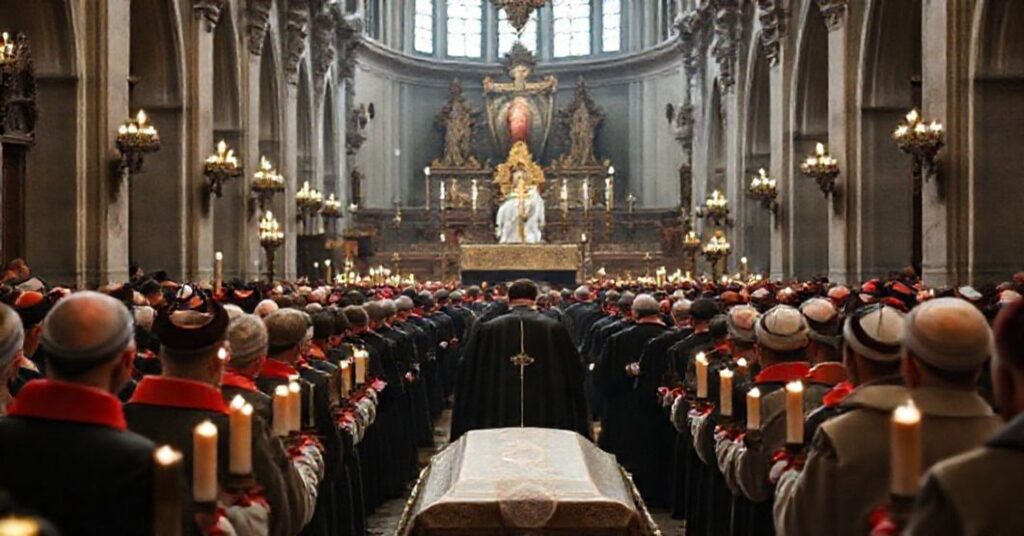 Uroczysty pogrzeb „kardynała” Dominika Duki w praskiej katedrze św. Wita z elementami modernistycznego spektaklu