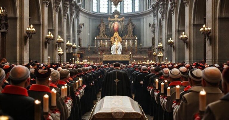 Uroczysty pogrzeb „kardynała” Dominika Duki w praskiej katedrze św. Wita z elementami modernistycznego spektaklu