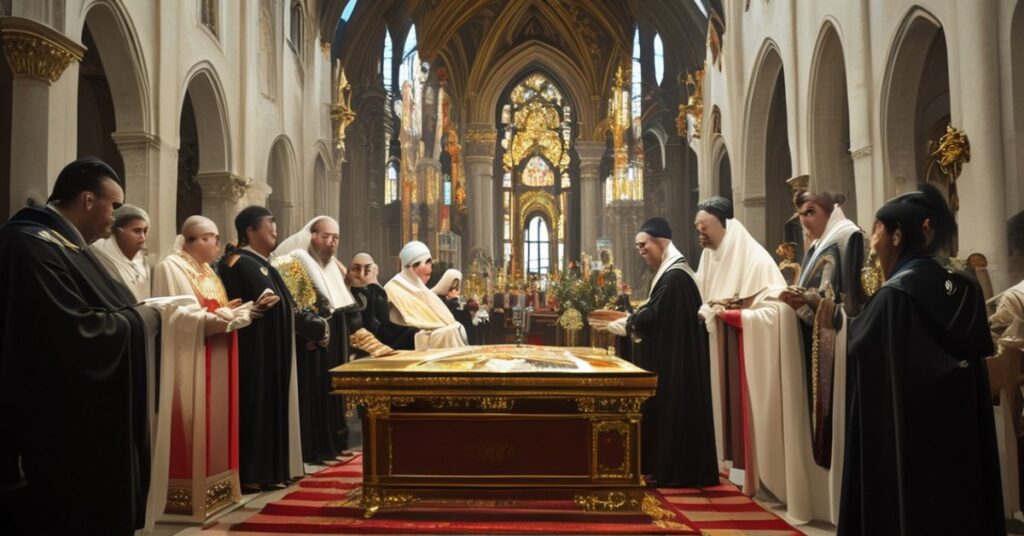 Tradycyjna katolicka msza pogrzebowa w rycie trydenckim dla Mariana Kasprzyka w katedrze św. Mikołaja w Bielsku-Białej.