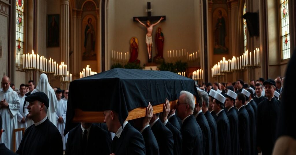 Uroczystości pogrzebowe Pierre'a al-Rahi w kościele św. Jerzego w Libanie, z udziałem modernistycznych hierarchów Kościoła.