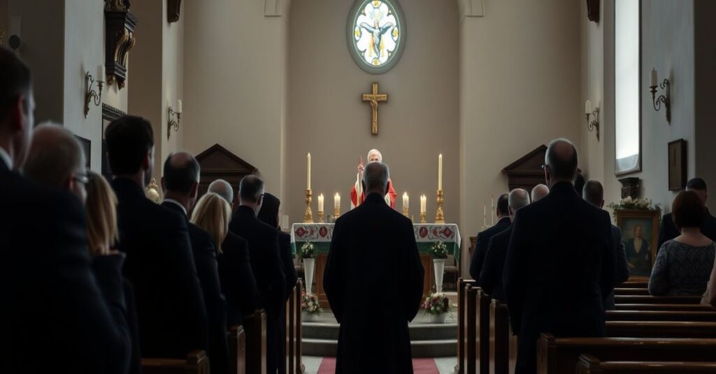 Cmentarna ceremonia pogrzebowa w Tarnowie z fałszywym "biskupem" Lechowiczem podczas nowego porządku mszy.