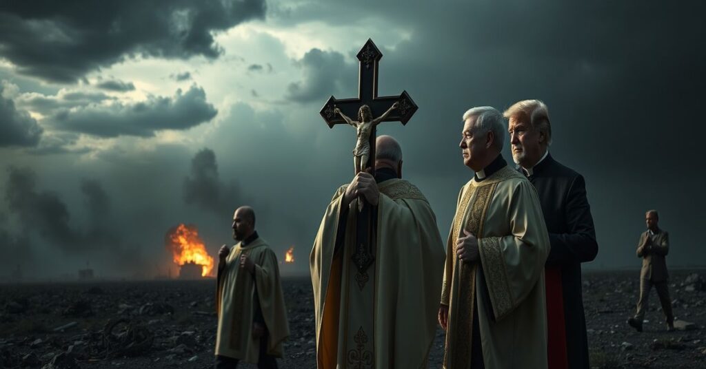 Tradycyjny katolicki widok na konflikt polityczny między Izraelem, USA i Iranem.