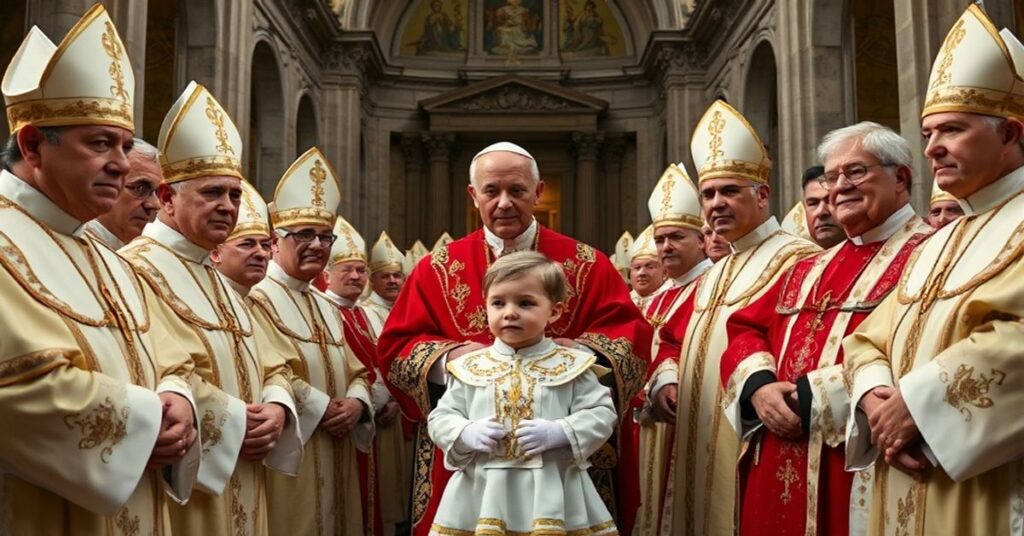 Pope Leo XIV i biskupi w tradycyjnych szatach kościelnych potępiają matczyństwo zastępcze jako formę nowego kolonializmu.