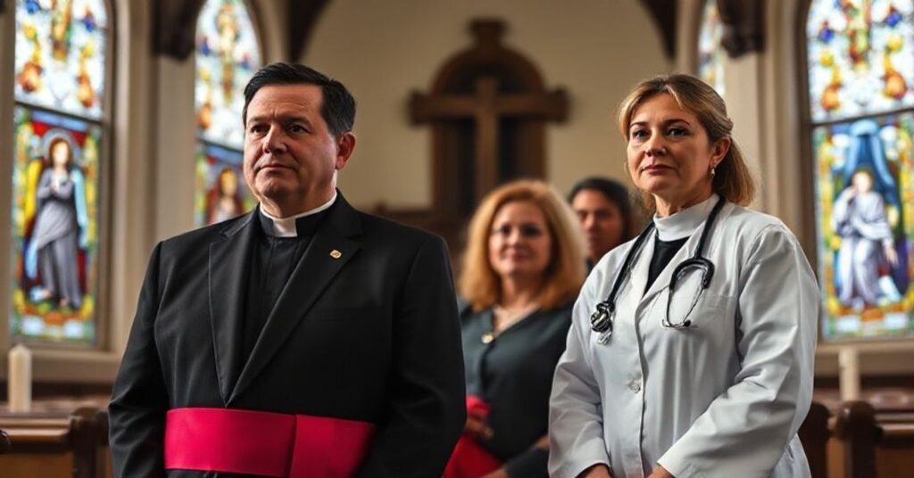 Portret kanadyjskiego posła Garnetta Genuisa z rodziną w tradycyjnym kościele katolickim