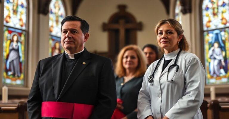 Portret kanadyjskiego posła Garnetta Genuisa z rodziną w tradycyjnym kościele katolickim