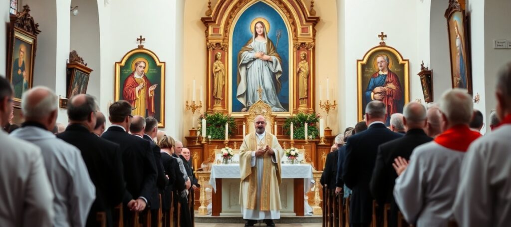 Uroczystość poświęcenia kościoła Matki Bożej Łaskawej w Jędrzejowie z biskupem Janem Piotrowskim