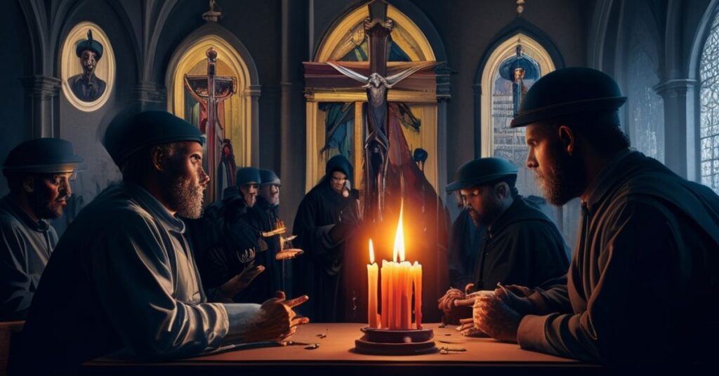 Zdjęcie przedstawiaje uroczystą katolicką refleksję nad niesprawiedliwą śmiercią Alexa Prettiego w Minneapolis.