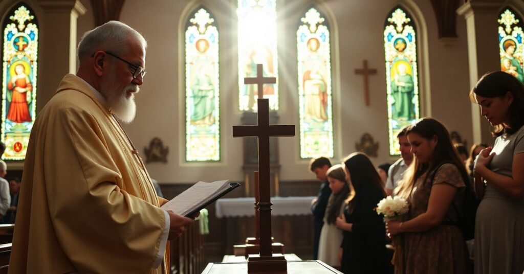 Wnętrze kościoła katolickiego podczas Mszy świętej - symbol prawdziwej pobożności przeciwstawiony świeckiemu Festiwalowi Miłosza