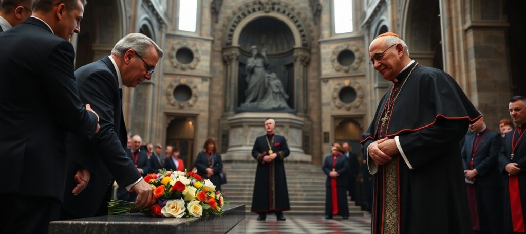 Premier Węgier Peter Magyar odwiedza Wawel i spotyka się z kardynałem Grzegorzem Rysiem w katedrze wawelskiej.