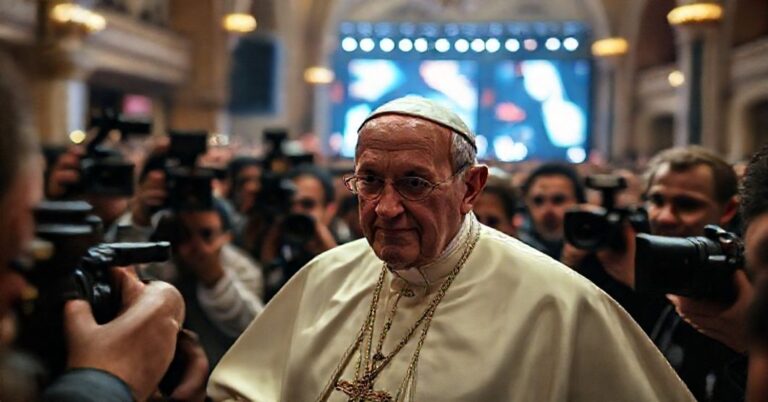 Papież w otoczeniu dziennikarzy podczas koncertu Michaela Bublé w Turcji