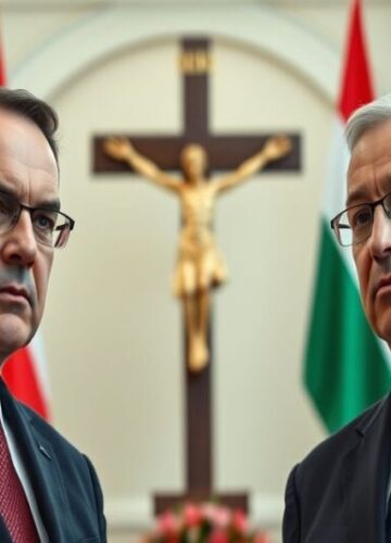 Prezydenci Nawrocki i Sulyok – przyjaźń bez Chrystusa Króla Prezydenci Polski i Węgier podczas spotkania, na tle krzyża – brak publicznego uznania Chrystusa Króla