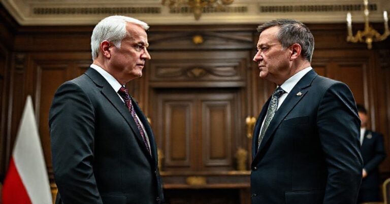 Prezydenci Karol Nawrocki i Wołodymyr Zełenski podczas oficjalnego spotkania w Pałacu Prezydenckim w Polsce