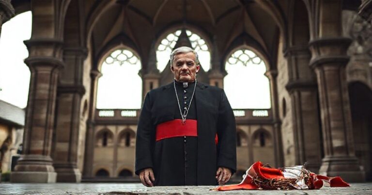 Prezydent Karol Nawrocki przed Bazyliką w Ostrzyhomiu symbolizujący odrzucenie słusznego panowania Chrystusa