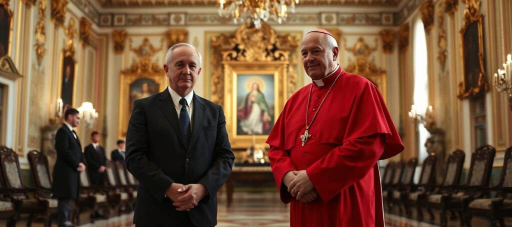 Prezydent RP Karol Nawrocki w formalnym spotkaniu z nuncjuszem antypapieża Filipazzim w Pałacu Prezydenckim - symbol politycznej zdrady wobec prawdziwego Kościoła