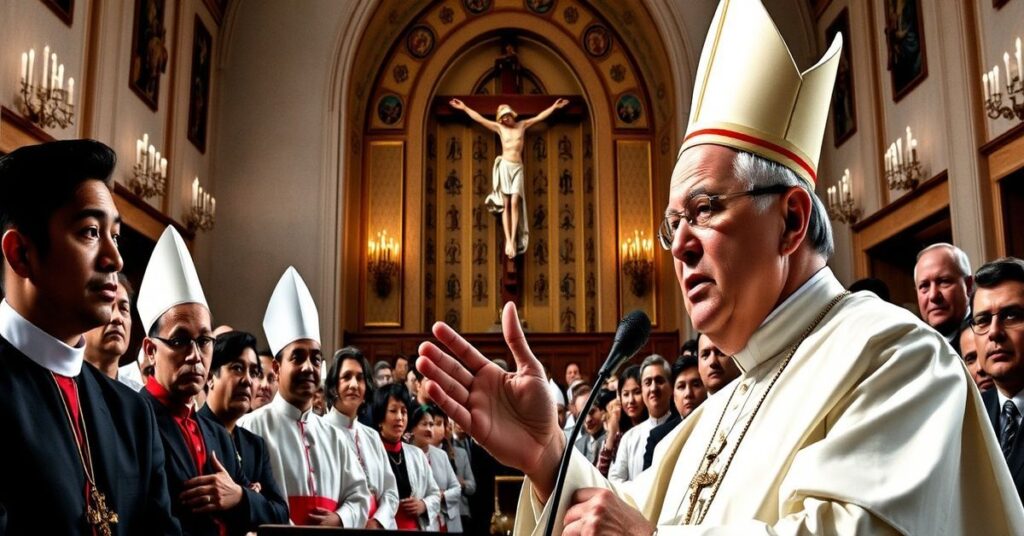 Prezydent Kolumbii Gustavo Petro podczas bluwaniu przeciwko Chrystusowi w otoczeniu zszokowanej społeczności katolickiej