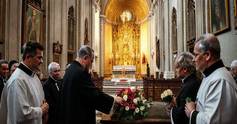 Wewnątrz poznańskiej katedry - prezydent składa wianki kwiatowe przed grobami Mieszka I i Bolesława Chrobrego w Złotej Kaplicy