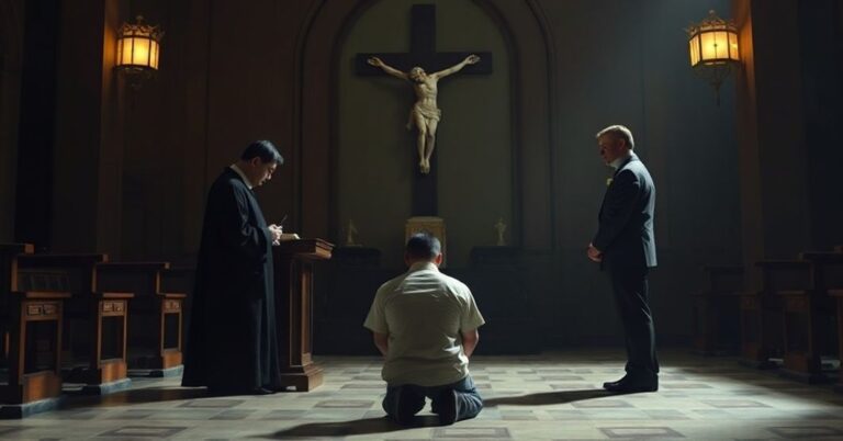 Obraz przedstawiający proces katolickiego działacza Jimmy'ego Laia w Hongkongu z perspektywy tradycyjnego katolicyzmu.