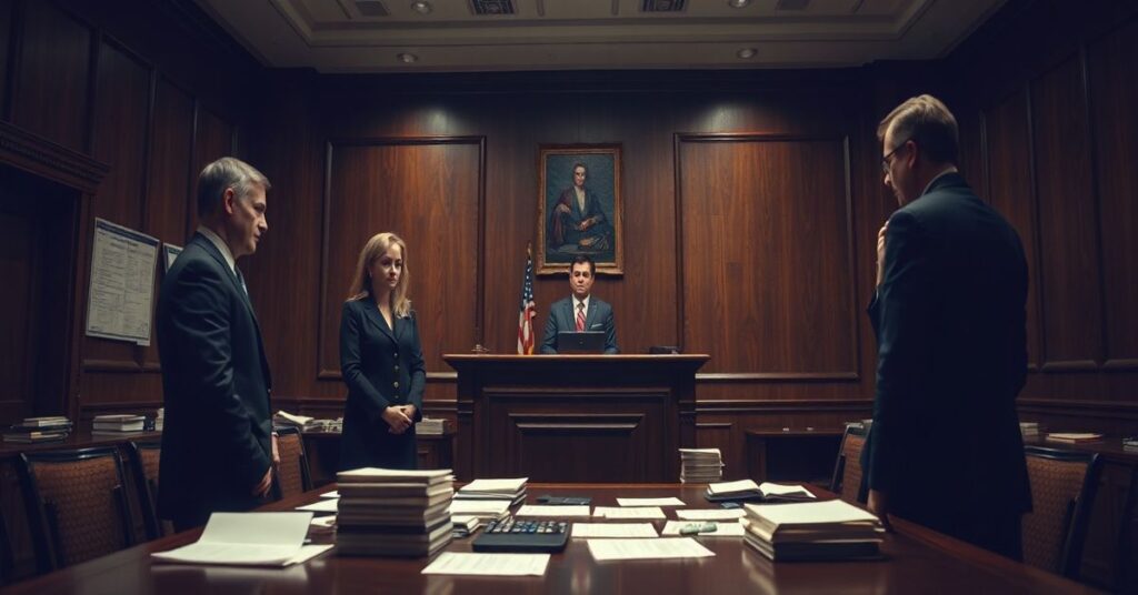 Sądowy proces z udziałem ks. Olszewskiego i urzędników Ministerstwa Sprawiedliwości, ukazujący brak sprawiedliwości Bożej w systemie prawnym.