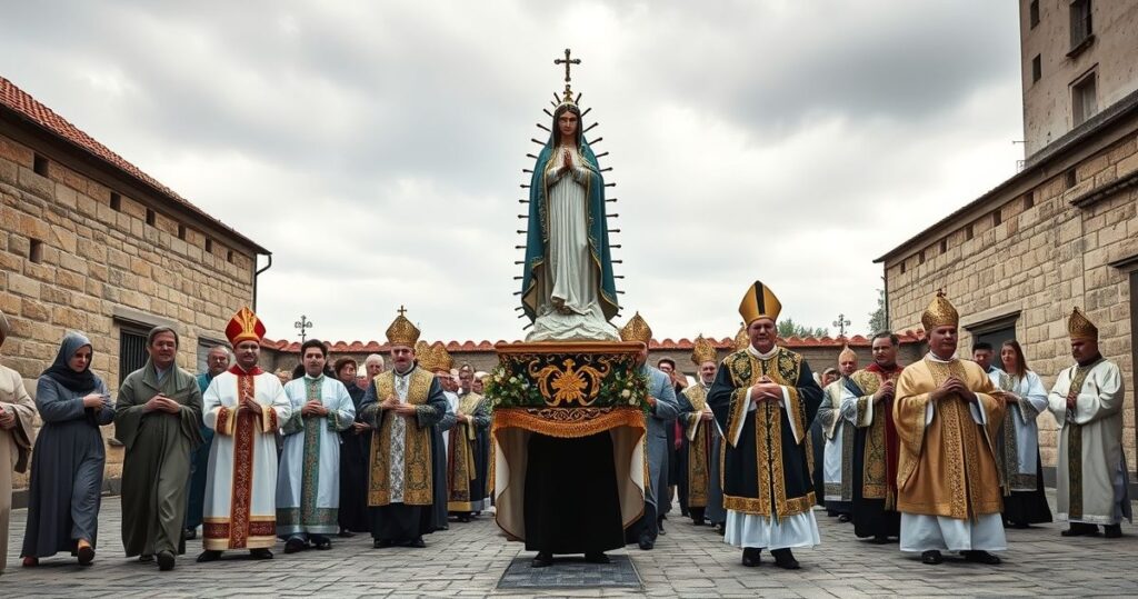 Szalony procesja Eucharystyczna na Jasnej Górze z wiernymi w tradycyjnych strojach, krytyka modernistycznych odchyleń od katolickiej nauki