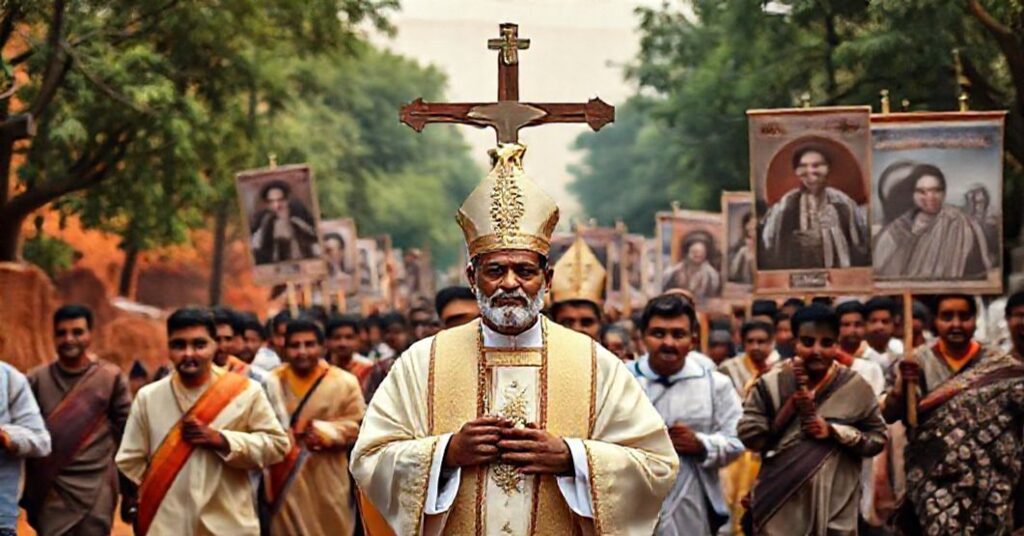 Procesja katolicka w Indiach - modlitwa i solidarnosc z prześladowanymi chrześcijanami