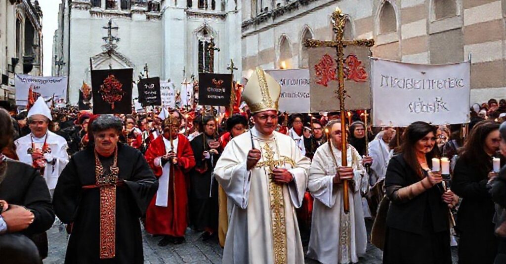Procesja katolicka w Lublanie z udziałem arcybiskupa Stanisława Zore OFM i wiernych przeciwko eutanazji