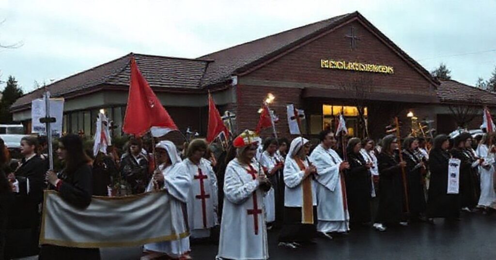 Procesja katolicka przed kliniką Planned Parenthood w Oregonie