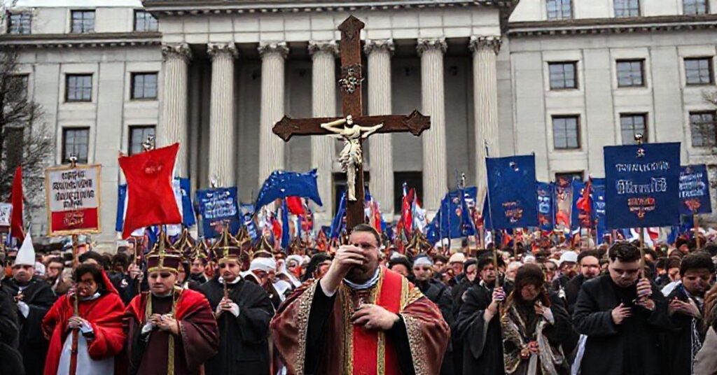 Procesja katolicka w Polsce przeciwko unijnemu wyrokowi o pseudomałżeństwach homoseksualnych