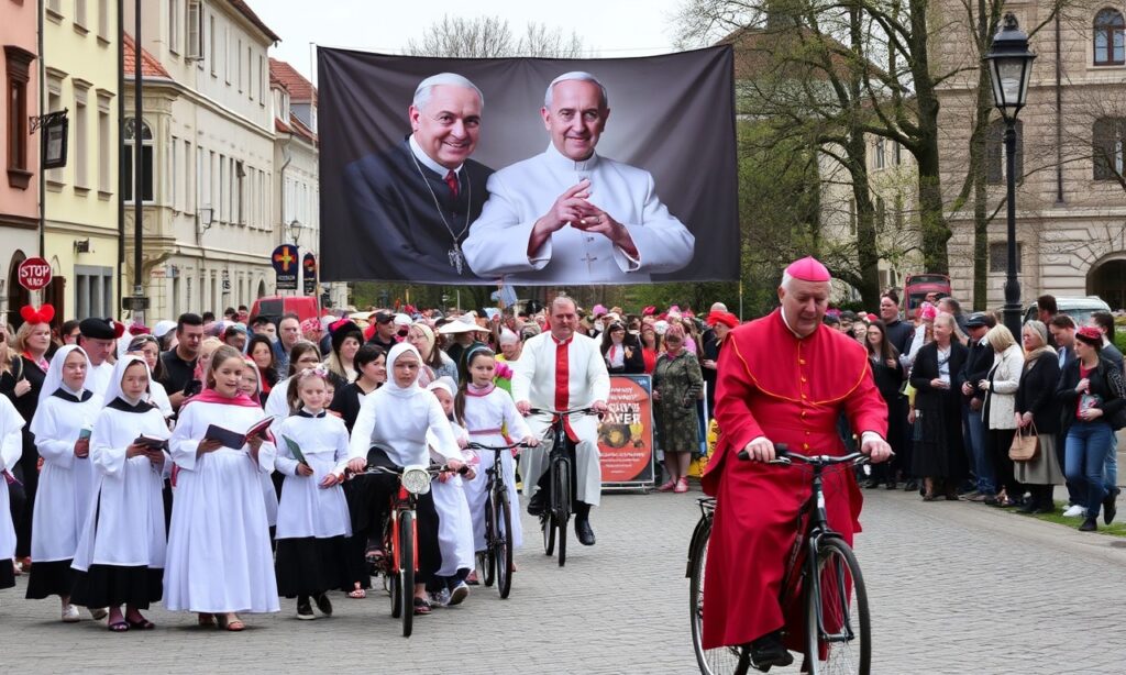 Procesja katolicka w Świdnicy podczas Dni Papieskich