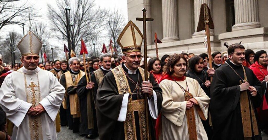 Procesja katolicka w Wisconsin protestująca przeciwko decyzji sądu o uznaniu statusu wolnopodatkowego dla Catholic Charities