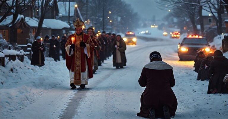 Procesja pokutna z Najświętszym Sakramentem w czasie Wigilii Bożego Narodzenia