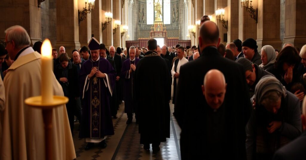 Procesja katolicka z rzekomymi relikwiami Stefana Wyszyńskiego w archikatedrze szczecińsko-kamieńskiej