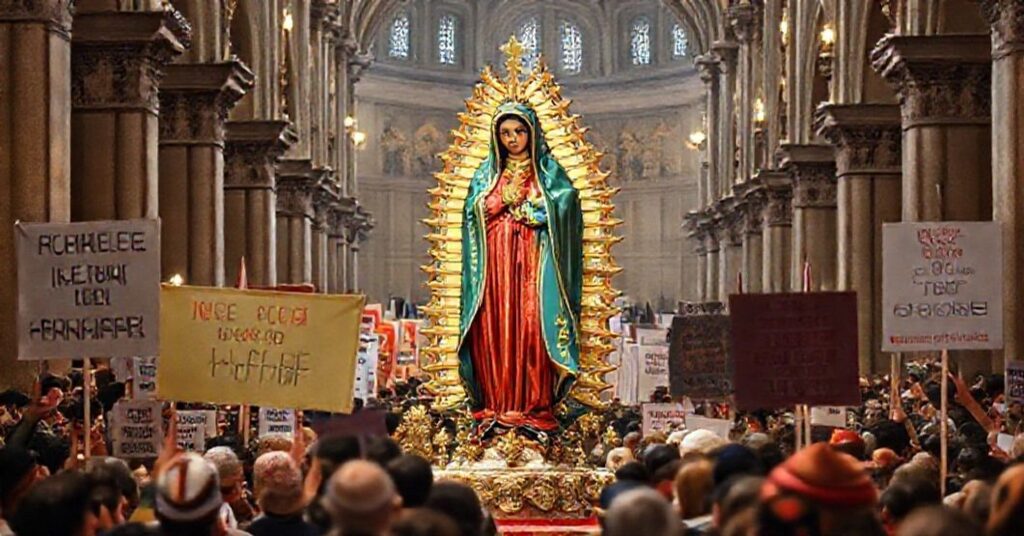 Procesja katolicka w Waszyngtonie z fałszywymi kardynałami i biskupem Evelio Menjívarem promocją migracji i tematyki społecznej