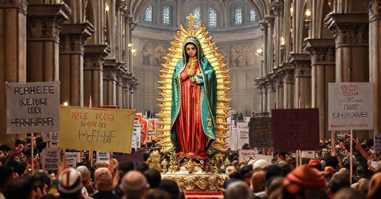 Procesja katolicka w Waszyngtonie z fałszywymi kardynałami i biskupem Evelio Menjívarem promocją migracji i tematyki społecznej