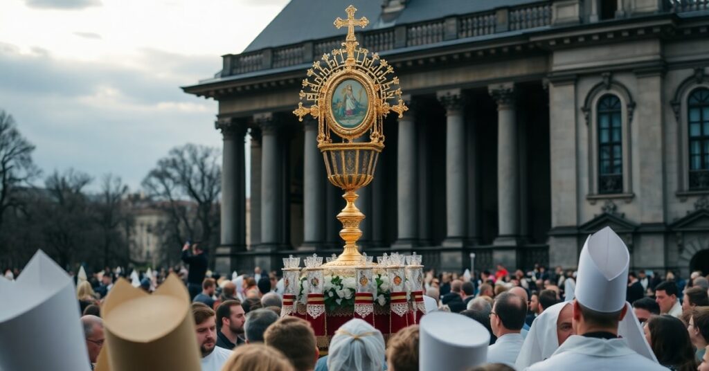 Procesja z Najświętszym Sakramentem w Kielcach - tradycyjna adoracja eucharystyczna w kontekście duchowego pustkowia