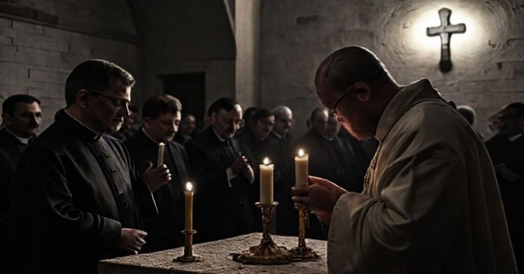 Profanacja Najświętszej Ofiary podczas pseudo-mszy w dawnym więzieniu komunistycznym przy Rakowieckiej w Warszawie