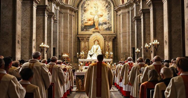 Profanacja bazyliki św. Piotra podczas fałszywej mszy św. w języku polskim