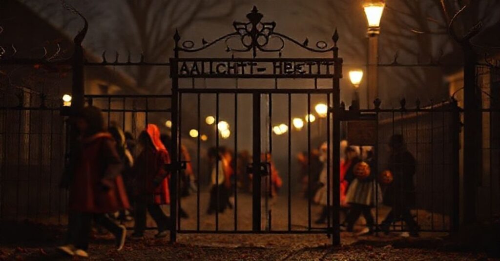 Profanacja repliki bramy Auschwitz na paradzie halloweenowej w katolickiej szkole