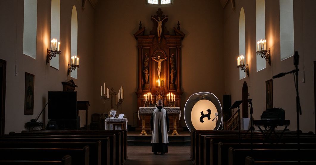 Wnętrze kościoła franciszkanów w Zamościu, przedstawiająceSacrum i profanum w jednym pomieszczeniu, symbolizujące synkretyzm kulturowy.