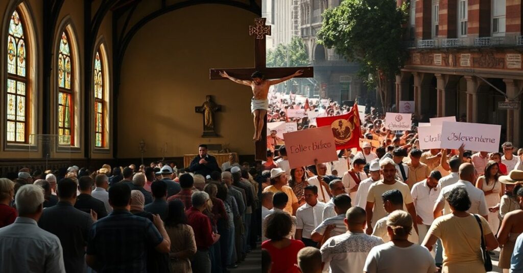 Tradycyjne Drogi Krzyżowej kontrastujące z synkretycznym widowiskiem w Iztapalapie