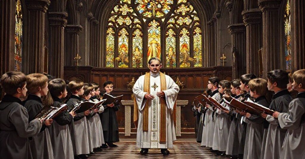 Cmentarz z tradycyjnymi elementami katolickimi przedstawiającymi problem profanacji posług liturgicznych przez nowoczesne praktyki