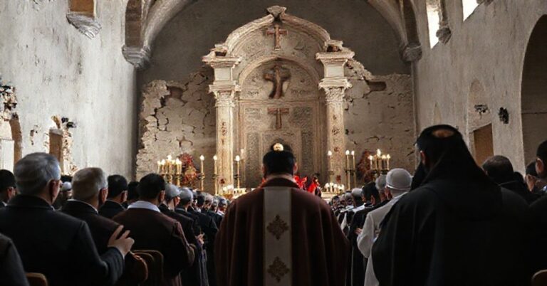 Starożytne sanktuarium św. Marona w Bradzie podczas Mszy Św. pod przewodnictwem neo-katolickiego duchownego Ghandiego Mahanny.