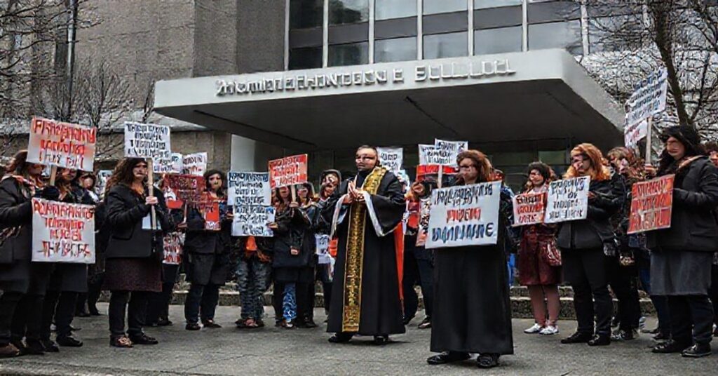 Protest przed szpitalem BC Women's Health w Vancouver przeciwko aborcjom w 23. tygodniu